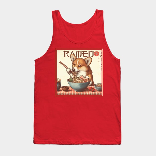 Corgi Eating Ramen Tank Top by Trendsdk